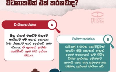 ගැටලුව: “ගෑනු වැඩක් කළා”, “ගෑනුන්ගේ මොළේ හැඳි මිටේ”, “චීත්ත වැඩ කරන්න එපා” වැනි ප්‍රකාශ එදිනෙදා සංවාදවලදී ඔබ අසා තිබෙනු ඇති. වාර්තාකරණය A හි මෙන්, මාධ්‍ය ද ඇතැම් විට කාන්තාවන් අතින් සිදුවන වැරදි හෝ දුර්වල තීරණ ගැන වාර්තා කිරීමේදී මෙවැනි ව්‍යවහාරයන් භාවිතා කරනු ලබයි. නමුත් මෙවන් භාෂා භාවිතයක් මඟින් කාන්තාවන් ස්වභාවයෙන්ම බුද්ධියෙන් අඩු, දක්ෂතාවයෙන් හීන හෝ ගෘහස්ථ වැඩවලට පමණක් සුදුසු පිරිසක් ලෙස නිරූපණය නොකරන්නේද?