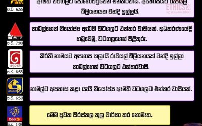මිද්දෙනිය සිද්ධියේ දේශපාලන සබදතා ගැන ප්රකාශයක් කිරීම පිළිබඳව නියෝජ්ය ඇමති සුනිල් වටගලට පොහොට්ටුවෙන් එන්තරවාසියක් ගොනු කිරීමේ පුවත සැප්තැම්බර් 10, 2025 දින රූපවාහිනී රාත්රී සිංහල ප්රධාන පුවත් සිරස්තල තුළ වාර්තා කර තිබුණේ පහත අයුරිනි.