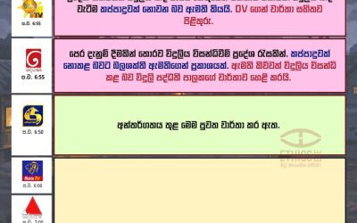ප්‍රදේශ කිහිපයක විදුලිය විසන්දධි කිරීම්.