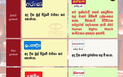 ත්‍රස්තවාදයෙන් රාජ්‍යය ආරක්ෂා කිරීමේ පනත් කෙටුම්පත පාර්ලිමේන්තුවට සිංහල සහ දෙමළ පුවත්පත් මුල් පිටු ඇසුරෙන්.
